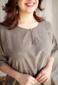 Kamal Ajrakh Cotton Hand Embroidered Co-Ord Set (Set of 2)