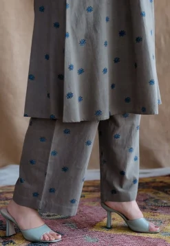 Kamal Grey Ajrakh Cotton Straight Pant