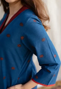 Kamal Indigo Ajrakh Cotton Straight Kurta