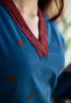 Kamal Indigo Ajrakh Cotton Straight Kurta