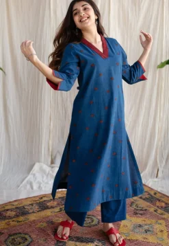 Kamal Indigo Ajrakh Cotton Straight Kurta