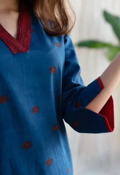 Kamal Indigo Ajrakh Cotton Straight Kurta