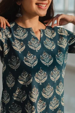 Kamya Blue Ajrakh Short Top
