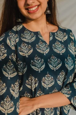 Kamya Blue Ajrakh Short Top