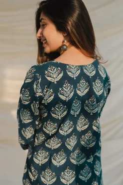 Kamya Blue Ajrakh Short Top