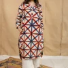 Kanha White Clamp Dyed Linen Cotton Straight Kurta