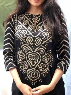 Kashvi Black Bandhej Kurta + Dupatta