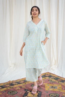Kashvi Blue Sanganeri Cotton Bottom