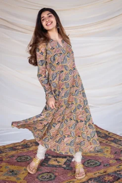 Kaya Kalamkari Cotton Yellow Kurta