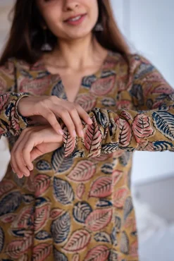 Kaya Kalamkari Cotton Yellow Kurta