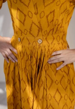 Kimaya Yellow Wrap Around Slub Cotton Dress