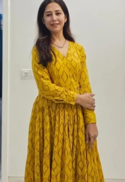 Kimaya Yellow Wrap Around Slub Cotton Dress