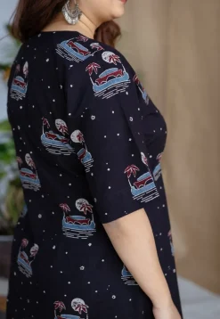 Kochi Ajrakh Black Cotton Dress