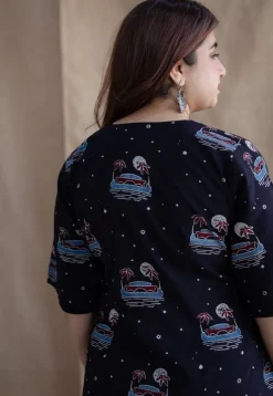 Kochi Ajrakh Black Cotton Dress