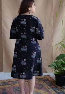 Kochi Ajrakh Black Cotton Dress