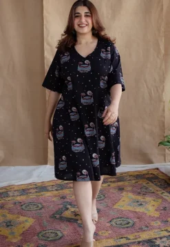Kochi Ajrakh Black Cotton Dress