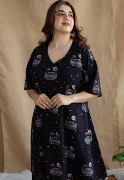 Kochi Ajrakh Black Cotton Dress