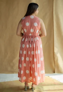 Libha Coral Hand Block Print Slub Cotton A Line Dress
