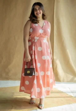Libha Coral Hand Block Print Slub Cotton A Line Dress