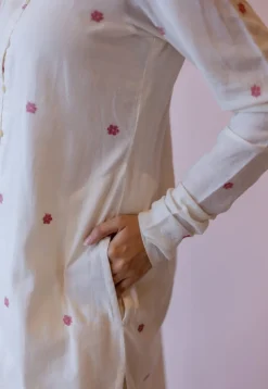 Mahi Off White Jamdani Handloom Cotton Straight Kurta