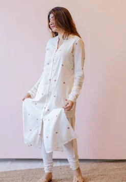 Mahi Off White Jamdani Handloom Cotton Straight Kurta