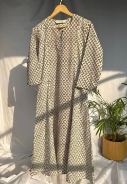 Malika Beige Fakira Cotton Kali Kurta