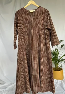 Malika Brown Kalamkari Cotton Kali Kurta