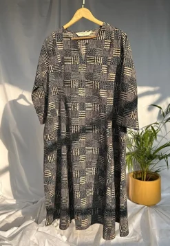 Malika Charcoal Ajrakh Cotton Kali Kurta