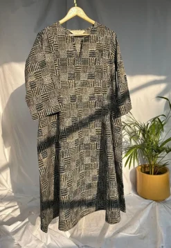 Malika Charcoal Ajrakh Cotton Kali Kurta