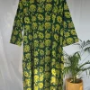 Malika Green Dabu Cotton Kali Kurta