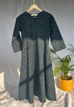 Malika Indigo Ajrakh Cotton Kali Kurta