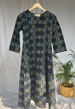 Malika Indigo Ajrakh Cotton Kali Kurta