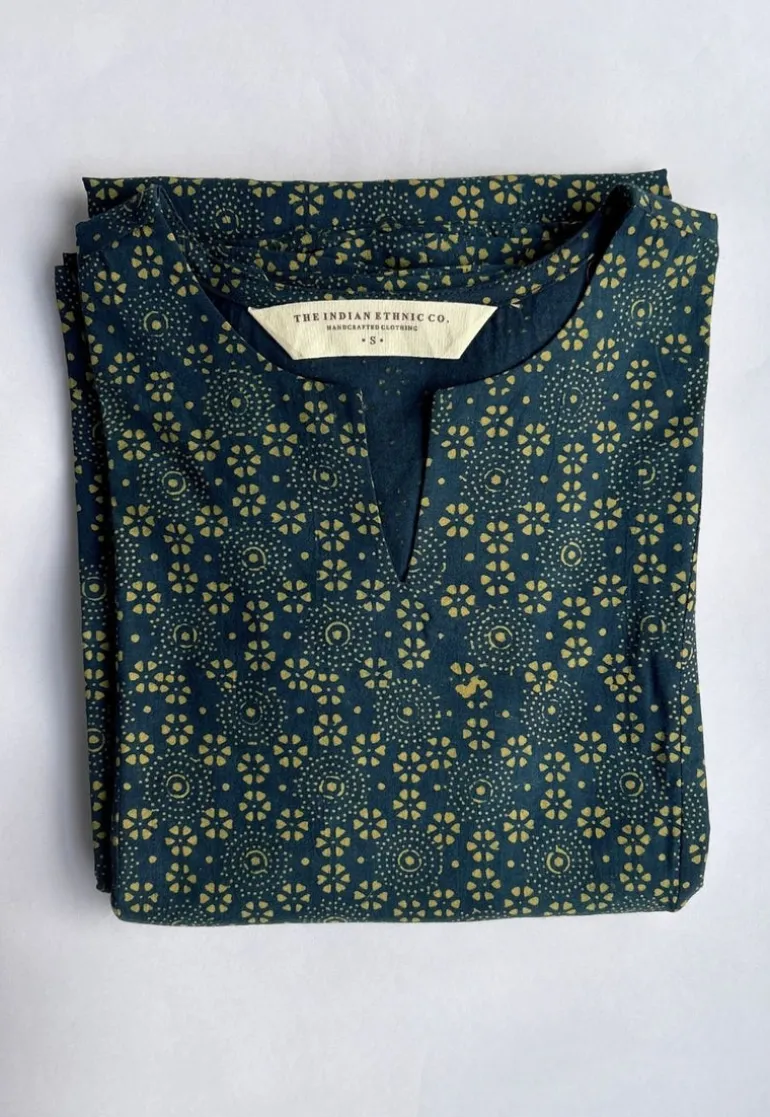 Malika Indigo Ajrakh Cotton Kali Kurta