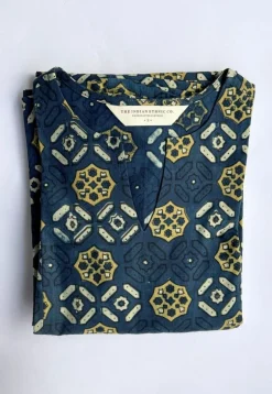 Malika Indigo Ajrakh Cotton Kali Kurta