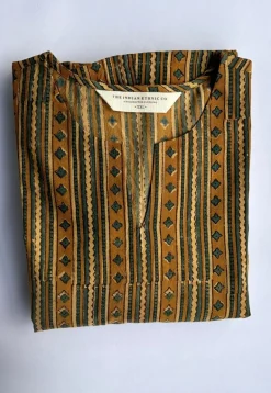 Malika Mustard Ajrakh Cotton Kali Kurta