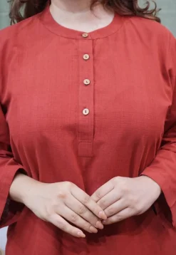 Maroon Handspun Handwoven Cotton Kurta