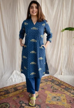 Mayra Ajrakh Cotton Hand Embroidered Kurta