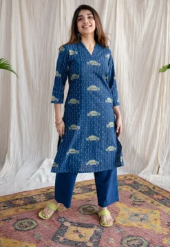 Mayra Ajrakh Cotton Hand Embroidered Kurta
