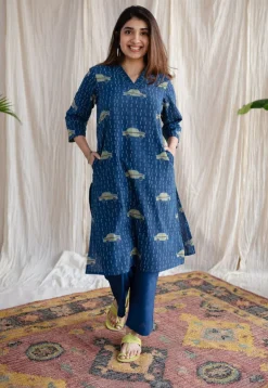 Mayra Ajrakh Cotton Hand Embroidered Kurta