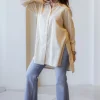 Meera Beige Hand Block Print Slub Cotton A Line Short Top