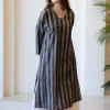 Meeta Charcoal Ajrakh Cotton Anti-Fit Kurta