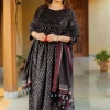 Melina Black Ajrakh Chanderi Silk Jhabba Kali Kurta with Hand Embroidery