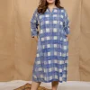 Mia Blue Brush Print Cotton A Line Dress