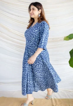 Milani Indigo Dabu Cotton A Line Dress