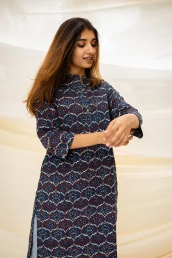 Mir Ajrakh Indigo Cotton Kurta