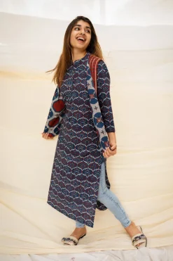 Mir Ajrakh Indigo Cotton Kurta