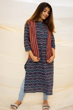 Mir Ajrakh Indigo Cotton Kurta