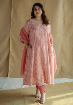 Miral Coral Solid Slub Cotton Churidar