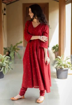 Miral Madder Solid Chanderi Silk Churidar