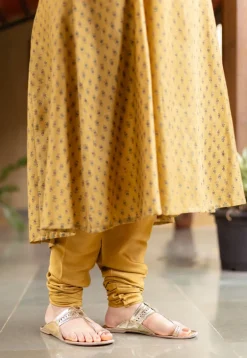 Miral Mustard Solid Chanderi Silk Churidar